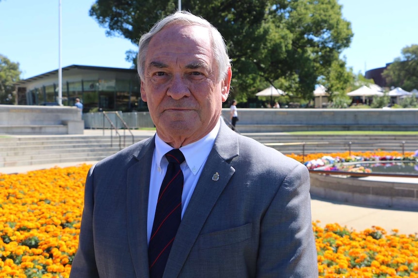RSL WA State President Peter Aspinal at the State War Memorial at King’s Park.