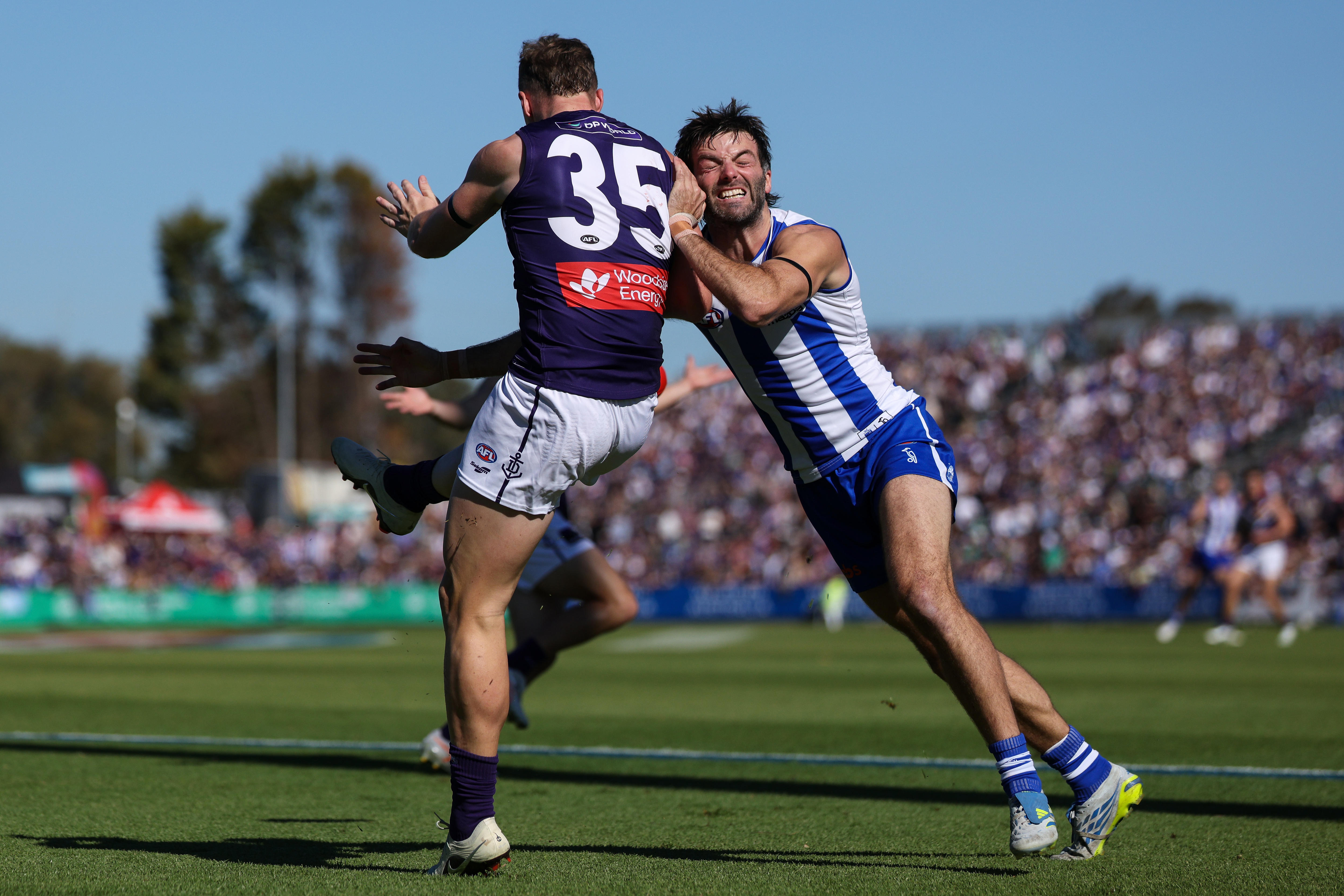 Live: Dockers out to early lead in physical contest against Kangaroos