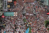 protesters march in Hong Kong