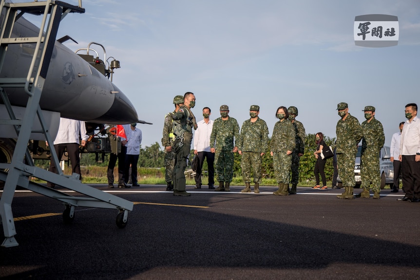 Taiwanese president Tsai Ing-wen attends a fighter jet drill in Taiwan, 15 September 2021.