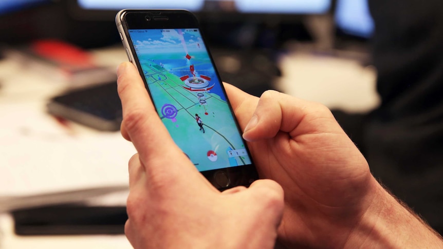 Close-up of a phone running Pokemon Go