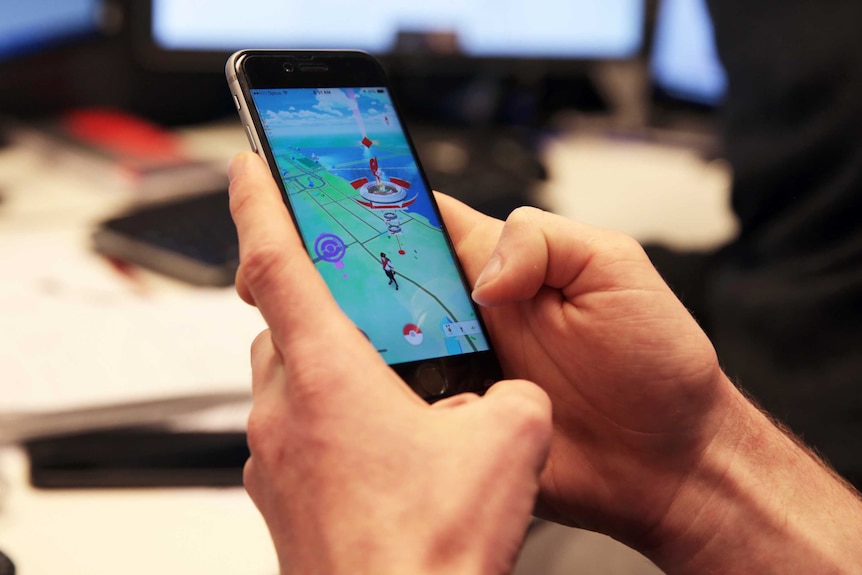 Close-up of a phone running Pokemon Go