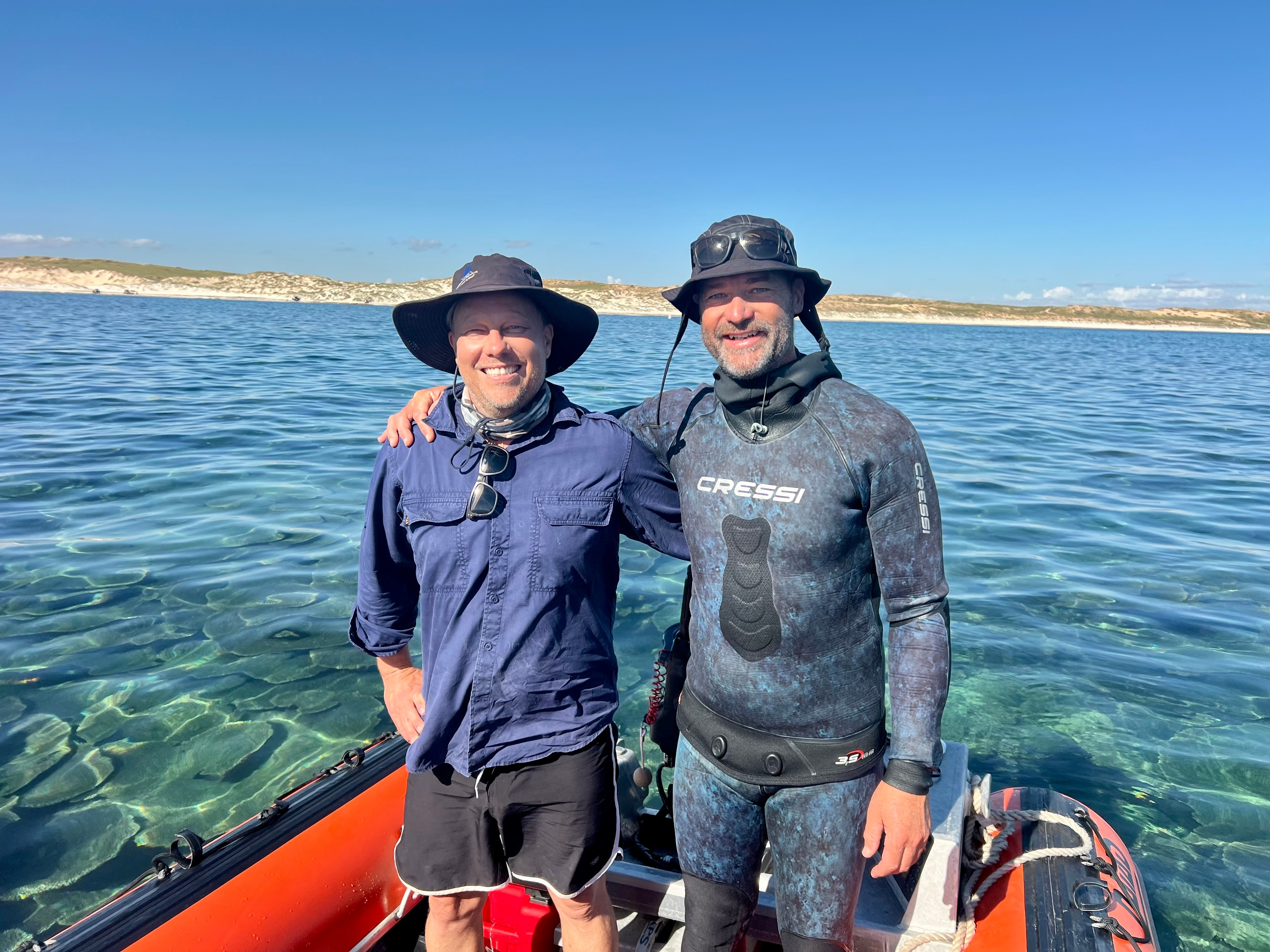 Dr James Gilmour, left, from Australian Institute of Marine Science, standing next to Dr Damian Thomson from CSIRO.
