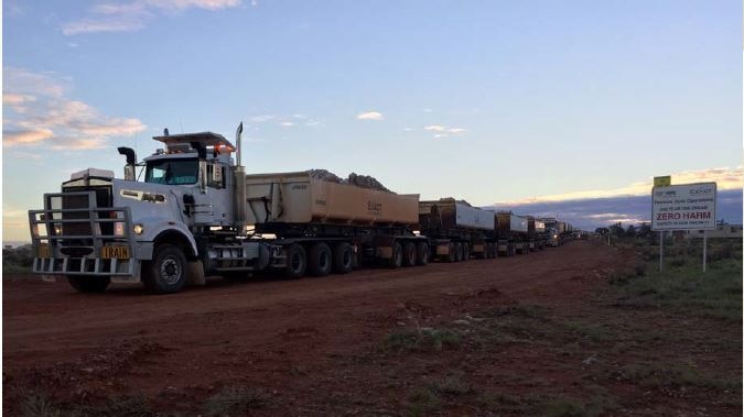 Trucking of ore from Tarcoola to Challenger