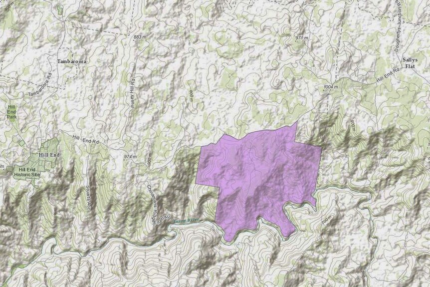 A topographic map of Sallys Flat near Hill End nsw