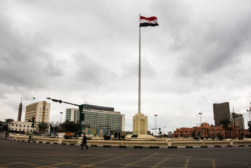 An empty Tahrir Square in Cairo