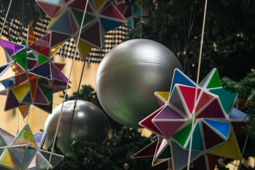 Baubles on the Martin Place Christmas tree.
