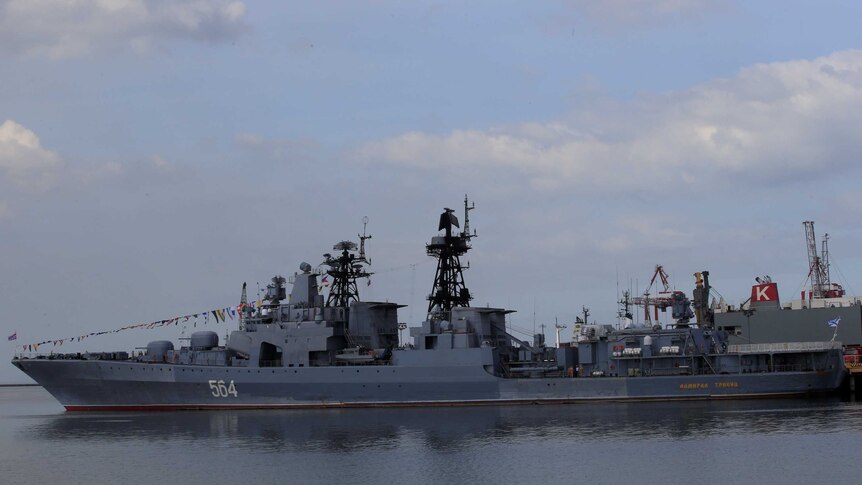 A Russian warship arrives in Manila's harbour