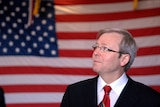 Talks with Bush:  Kevin Rudd on board the USS Kitty Hawk in July
