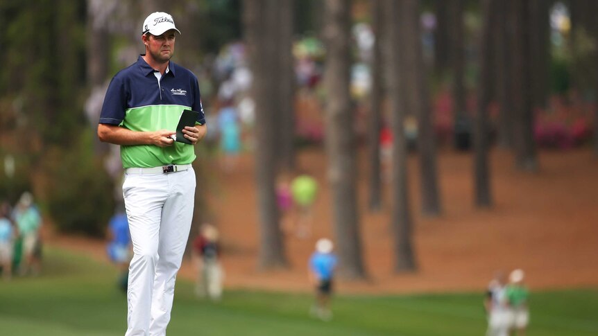 Australia's Marc Leishman looks on at the 17th hole during the first round of the 2013 Masters.