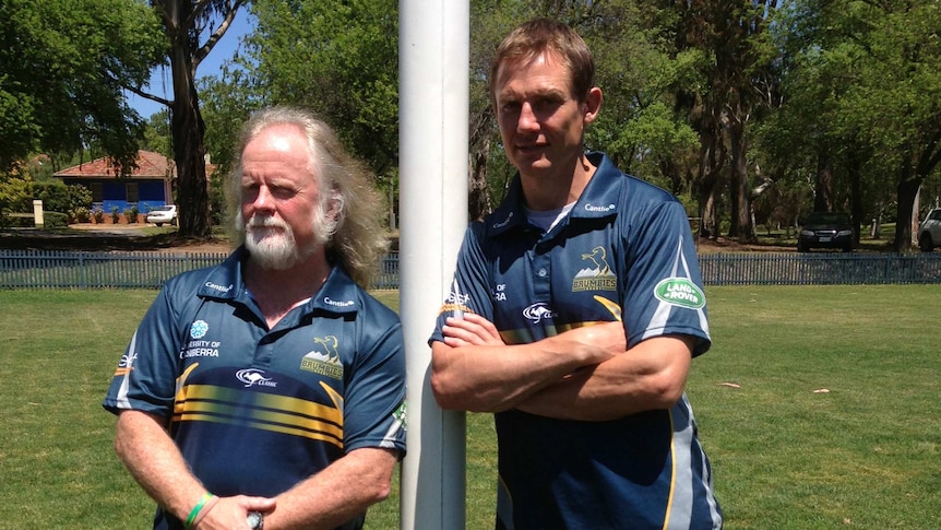 Brumbies coaches Laurie Fisher and Stephen Larkham