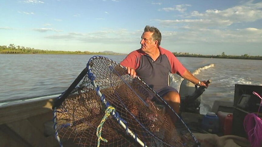 Commercial fisherman, Dave Swindells, on the Fitzroy River, Queensland, in February 2017