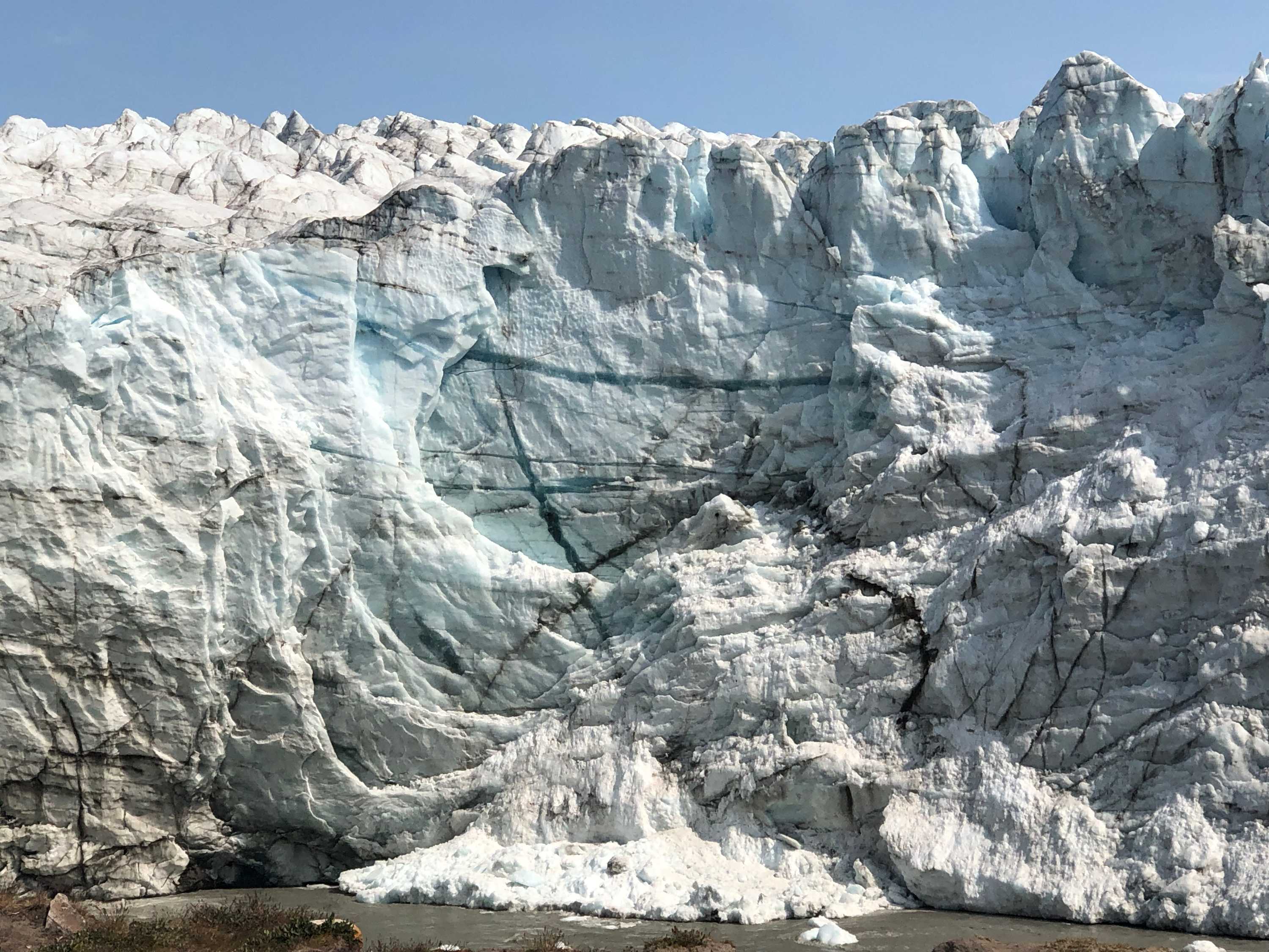 Cracks in a glacier near Kangerlussuaq, Greenland.