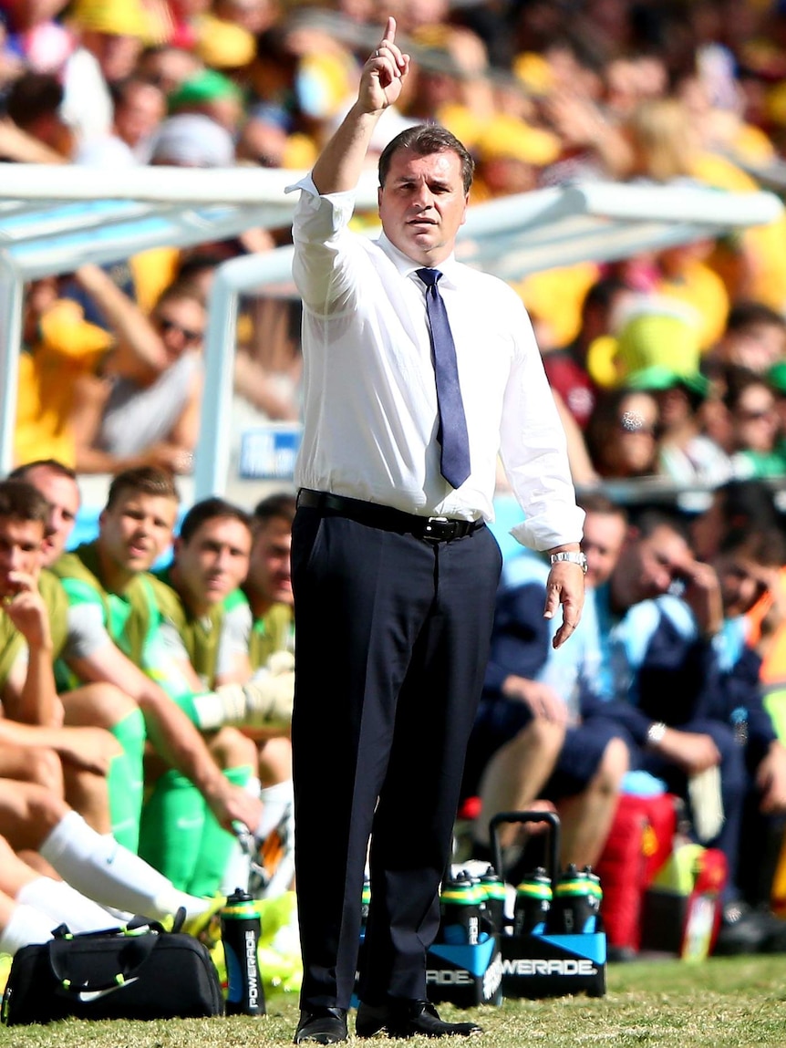 Socceroos coach Ange Postecoglou gestures