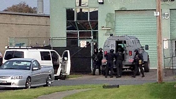 Police raid the Hells Angels clubhouse at Seaford.