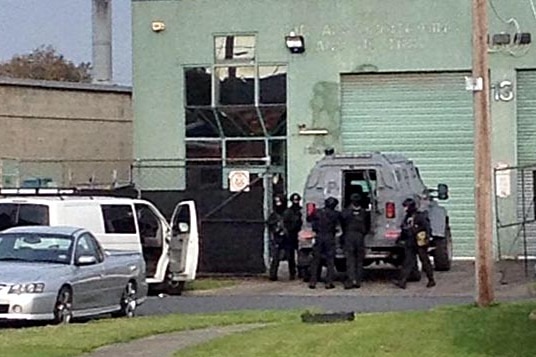 Police raid the Hells Angels clubhouse at Seaford.