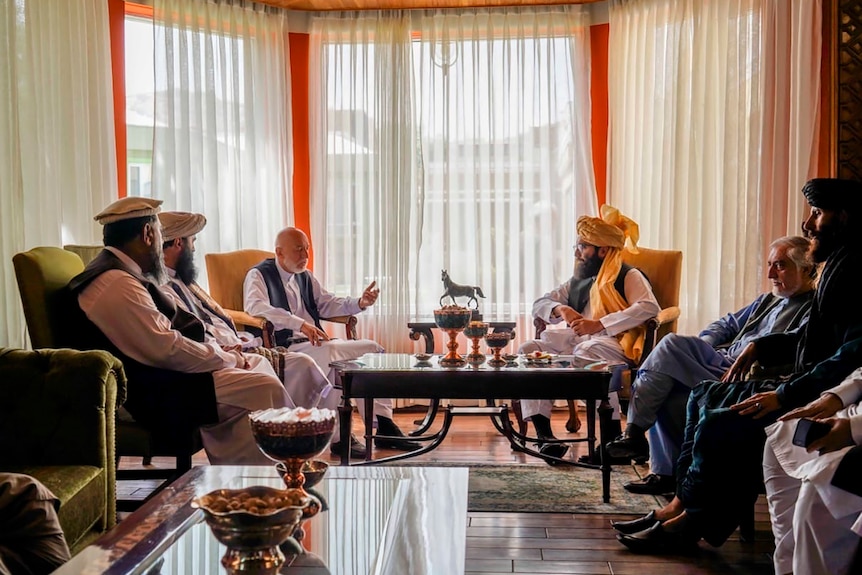 A meeting of senior Afghan and Taliban leaders in Kabul
