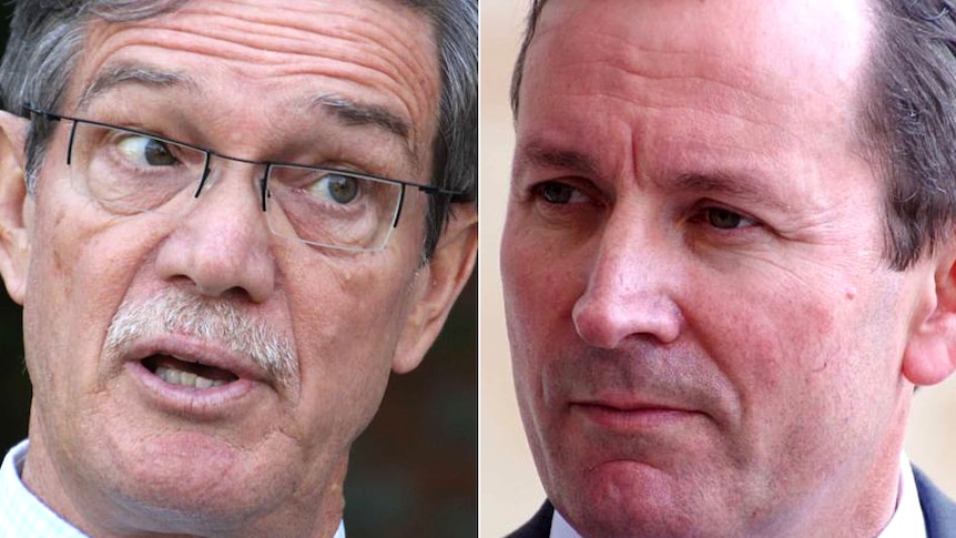 A composite image of two headshots of Opposition Leader Mike Nahan (left) and Premier Mark McGowan (right).