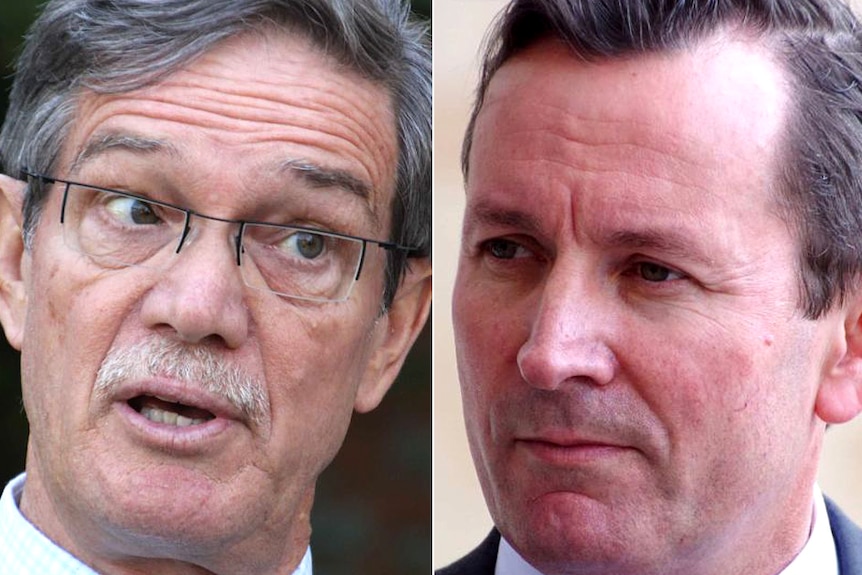 A composite image of two headshots of Opposition Leader Mike Nahan (left) and Premier Mark McGowan (right).