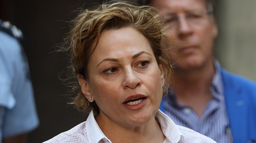 Jackie Trad speaks at a media conference in Brisbane.