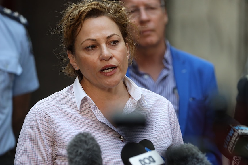 Jackie Trad speaks at a media conference in Brisbane.