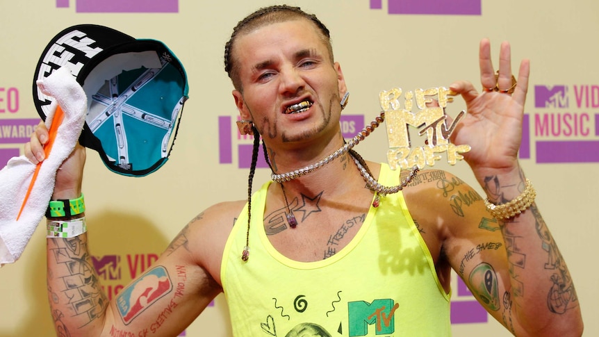 US rapper Riff Raff arrives at the 2012 MTV Awards.