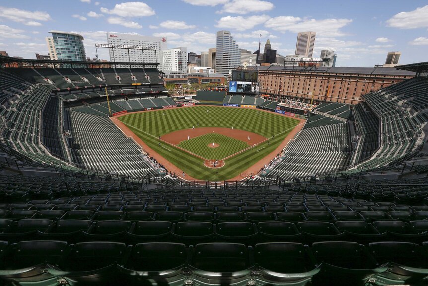 Baltimore stadium empty during Orioles MLB match