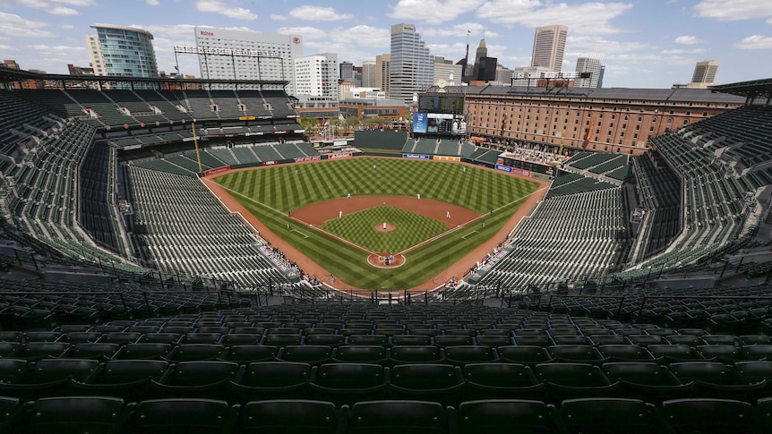 Baltimore stadium empty during Orioles MLB match