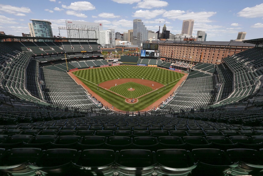 Baltimore stadium empty during Orioles MLB match