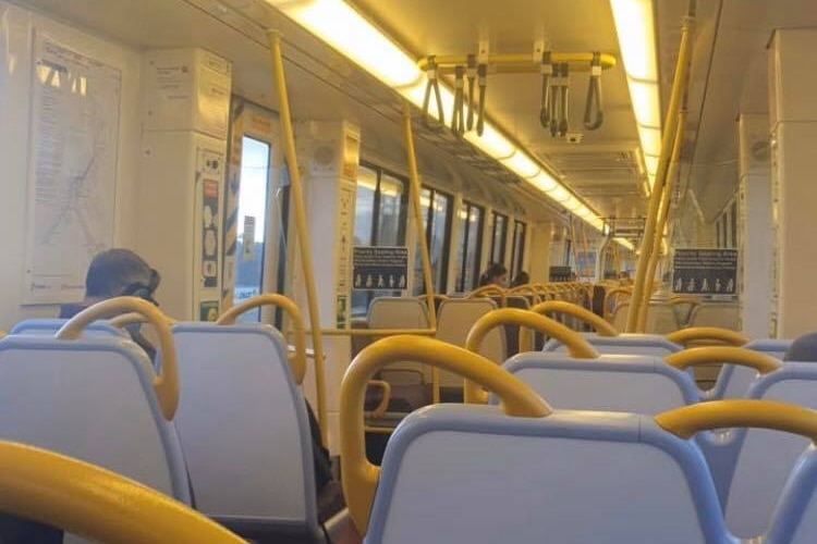 An empty train at Caboolture on Thursday morning during Brisbane's lockdown.