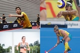 A collage of Australian Olympians David Powell, Taliqua Clancy, Sinead Diver and Edwina Bone.