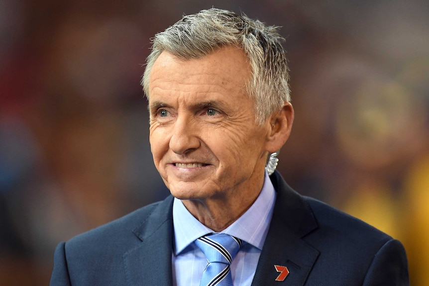 Bruce McAvaney is seen before an AFL match at the MCG in Melbourne in 2017.