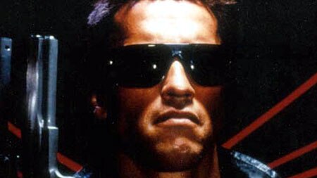 US actor Arnold Schwarzenegger as a terminator in the Hollywood film 'Terminator 2'.