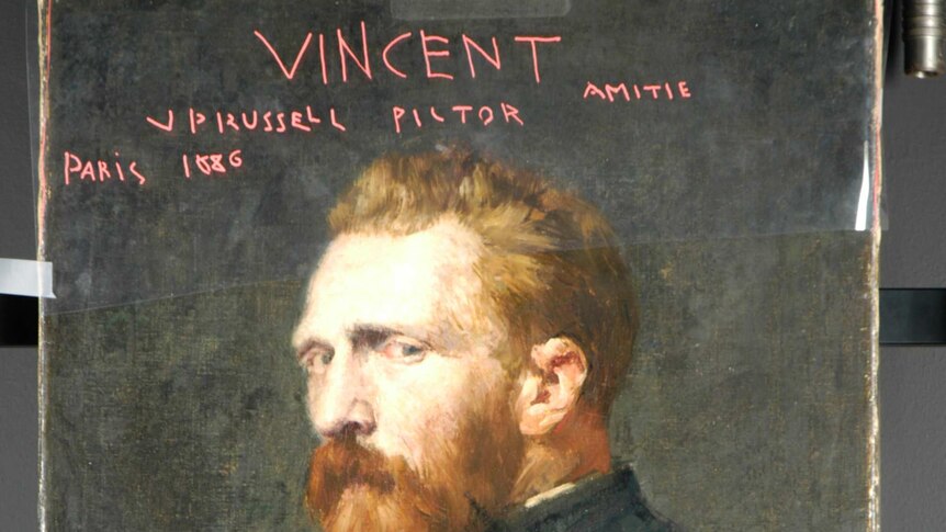 John Russell Vincent van Gogh (1886) with transparency showing the artist’s inscription
