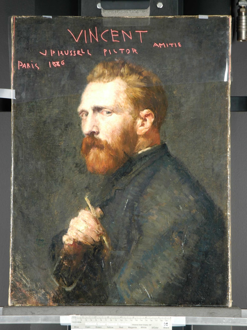 John Russell Vincent van Gogh (1886) with transparency showing the artist’s inscription