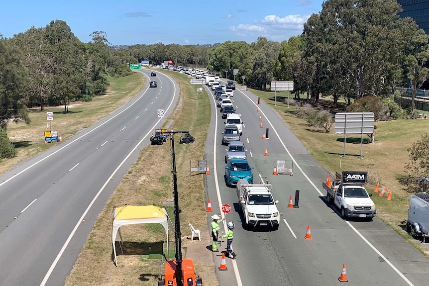 Traffic is seen banked out on a long stretch of highway.