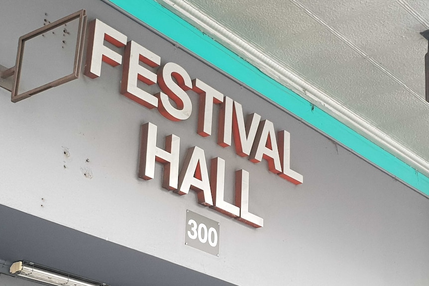 Sign of Festival Hall in West Melbourne