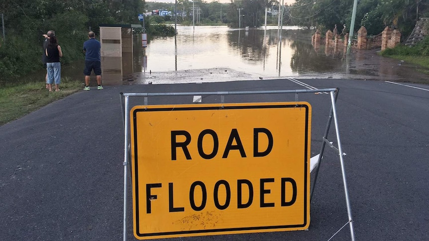 Flooded street in Beenleigh on April 1, 2017