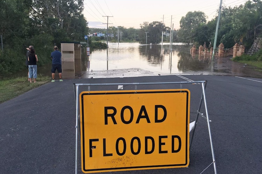 Flooded street in Beenleigh on April 1, 2017