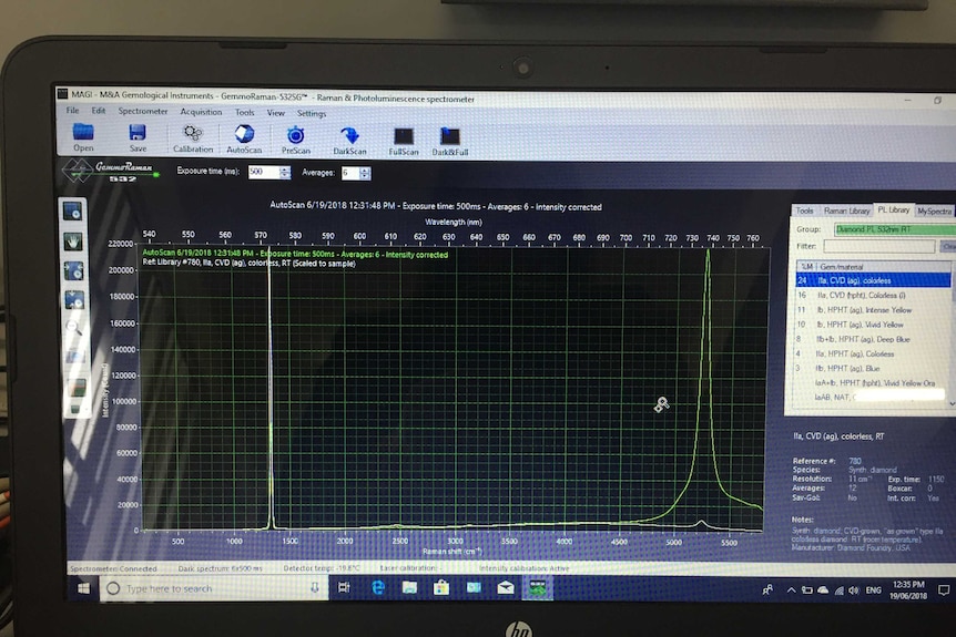 An image showing spikes in a computer program relating to diamonds