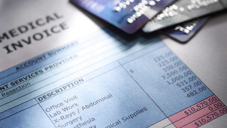 A medical invoice showing various hospital costs.