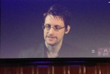 Edward Snowden speaking in Melbourne via video link