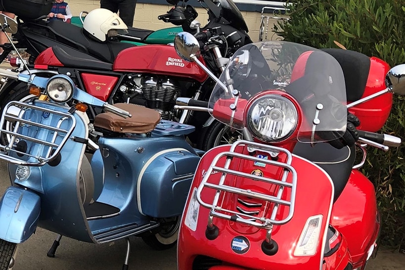 A group of vespas