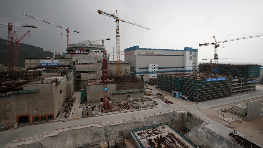 A long view of the Taishan nuclear power plant under construction in 2013.