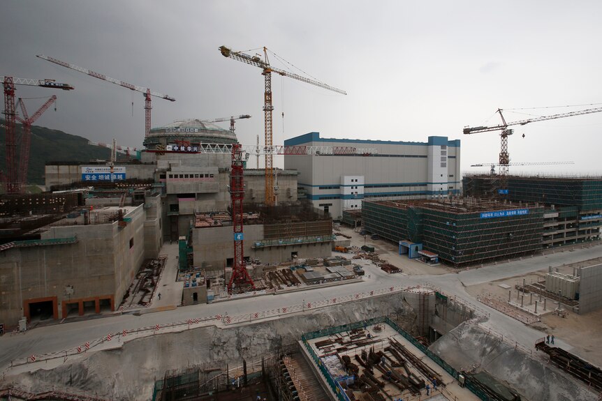 A long view of the Taishan nuclear power plant under construction in 2013.