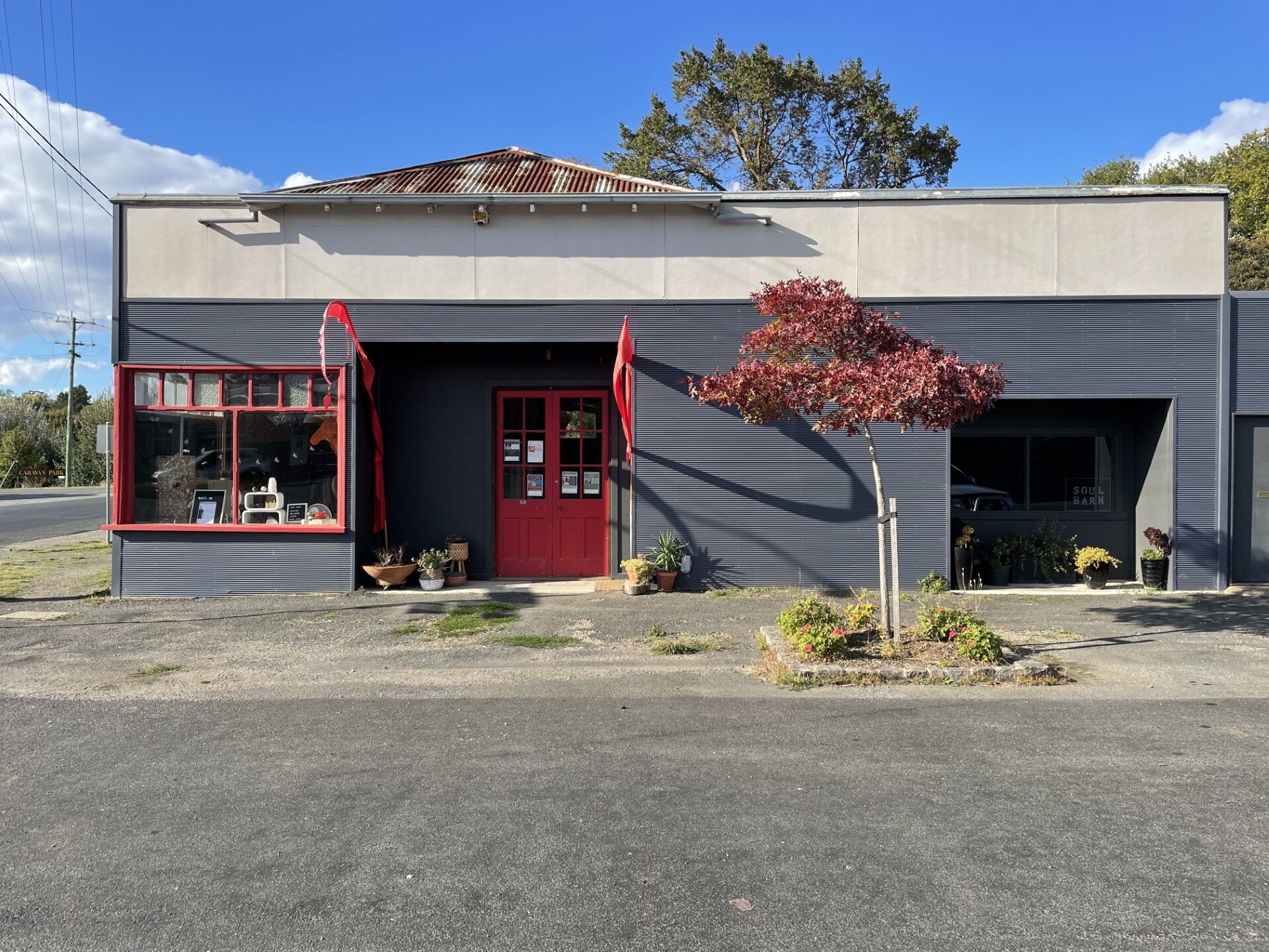 The exterior of a small building.