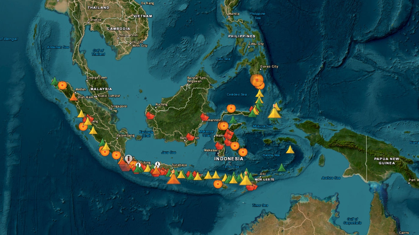 Map of Indonesia's volcanoes