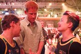 Australian veterans Samantha Gould (left) and Michaela Gilewicz meet Prince Harry at the Invictus Games