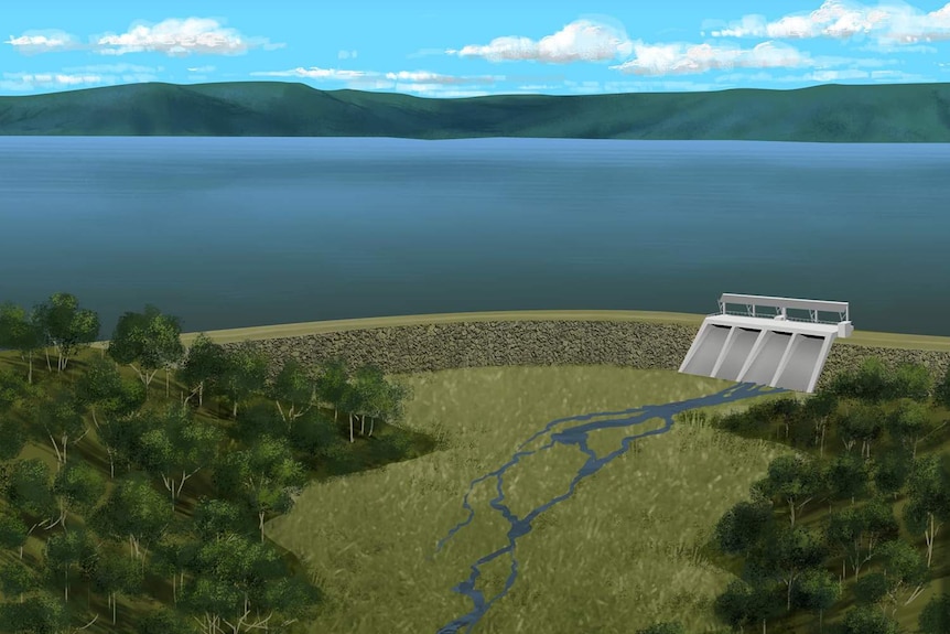 Artist impression of a dam released as part of the LNP's proposal to build and upgrade dams around the state.