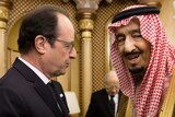 Francois Hollande and Saudi Arabia's new King Salman